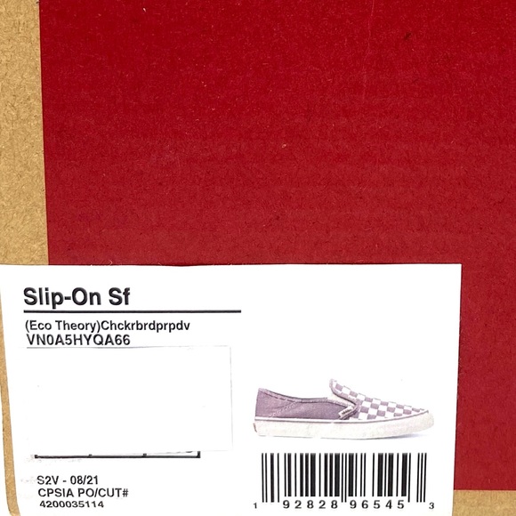 VANS Slip On Eco Theory Check Pure Purple Canvas Women’s Sneakers  VN0A5HYQA66 - Picture 9 of 9